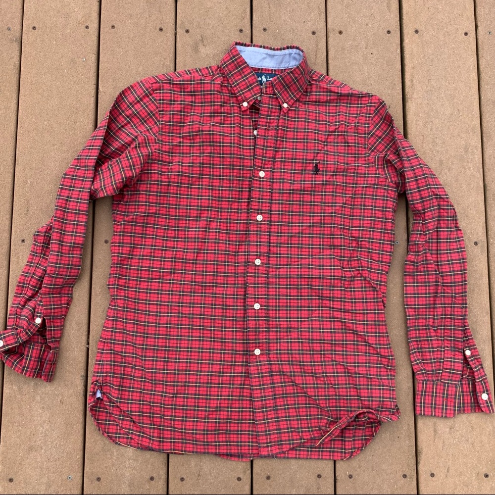 Ralph Lauren Mens Red Button Up Shirt
